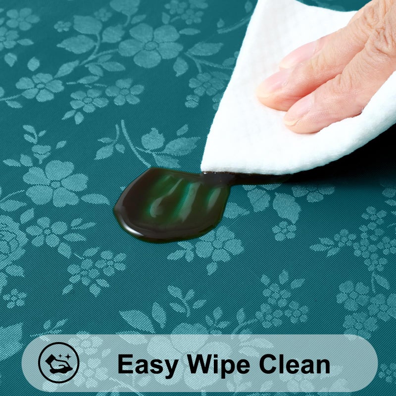 Smiry Rectangle Table Cloth, Waterproof Heavy Duty Vinyl Tablecloths, Wipeable Washable Table Cover for Kitchen and Dining Room (Emerald Green, 60" X 84") - Image 3