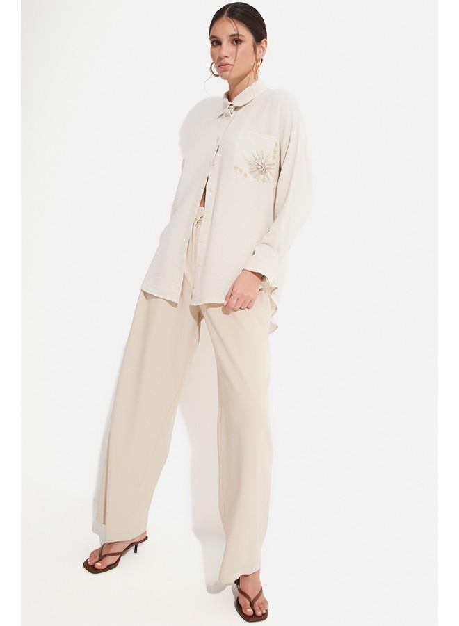 JUNE Embroidery Detailed Shirt Stone - Image 1