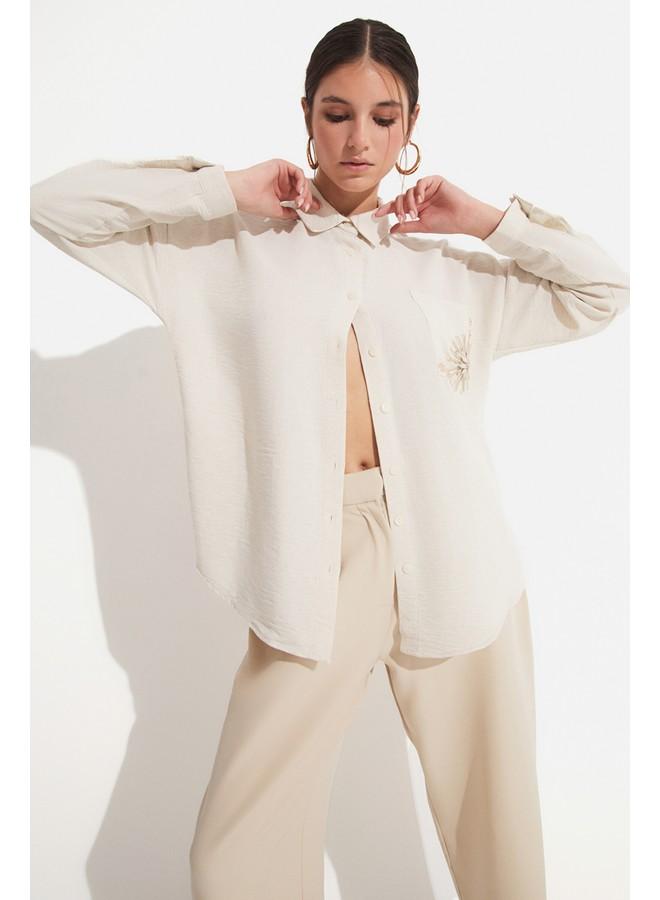 JUNE Embroidery Detailed Shirt Stone - Image 2