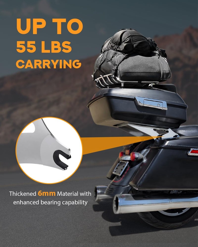 PBYMT Tour Pack Mount Thicker Tour Pack Bracket Detachable Two-up Luggage Rack Fits for Harley Davidson Touring Street Glide Road King Electra Glide 2014-2025,Chrome - Image 2