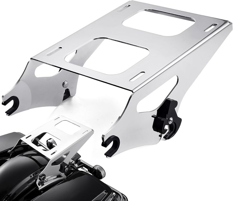 PBYMT Tour Pack Mount Thicker Tour Pack Bracket Detachable Two-up Luggage Rack Fits for Harley Davidson Touring Street Glide Road King Electra Glide 2014-2025,Chrome - Image 1