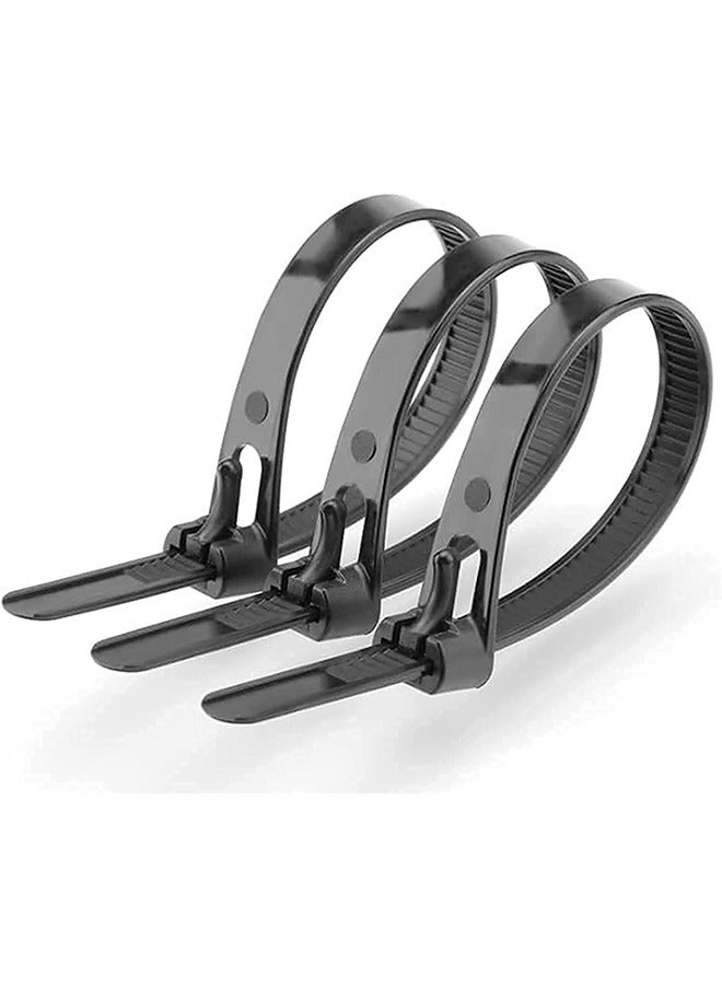MVAQKLM  Reusable Zip Ties Heavy Duty Zip Tie Thick Black Cable Ties Reusable 100 Pack 50lb Tensile Strength Nylon Cable Wire Ties for Multi-Purpose Use Indoor And Outdoor Plastic Tie Wire 30cm*0.8cm  - Image 1