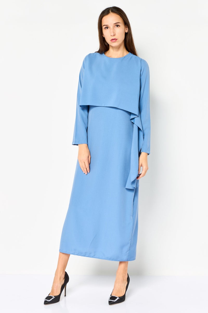 trendyol Women Plain Midi Dress, Slate Blue - Image 1