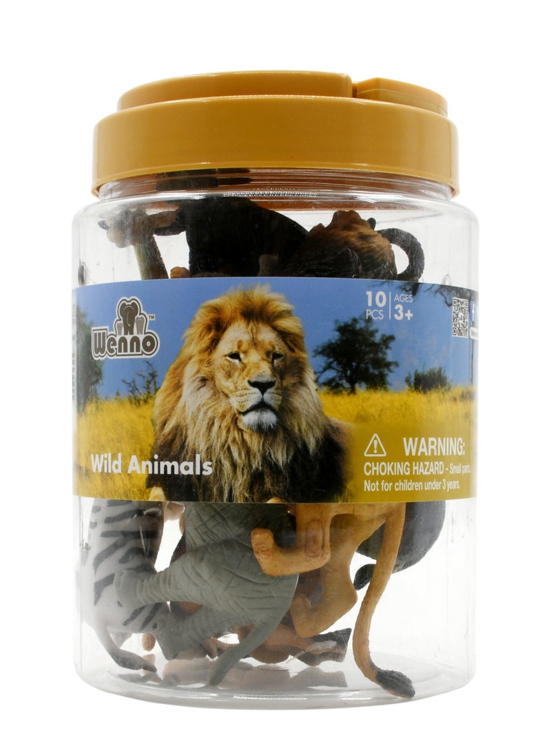 WENNO - 10 pcs Wild animals playset in 5.75" height Bucket - Image 1