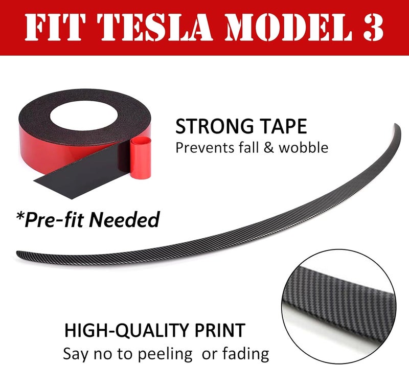 FLAMPETUS Matte Carbon Fiber Rear Spoiler for Tesla Model 3 (2017-2023) - Image 3