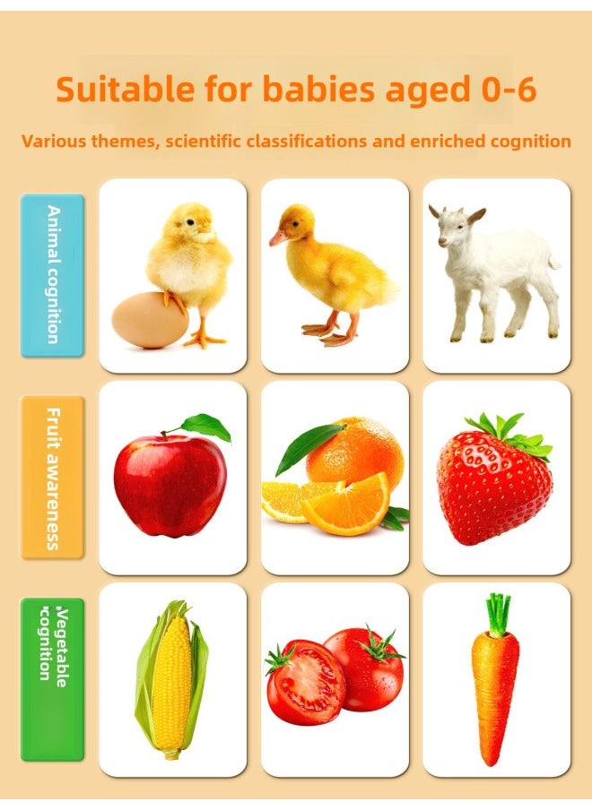 Generic - Animal Cognition Card Baby Early Education Infant Reading Figure Recognition Enlightenment Book One-Year-Old Children Literacy Flash Card Complete Set-Specifications:[size] Animals + Fruits + Vegetables + Traffic + Characters + Numbers (648 Graphic And Texts) - Image 1