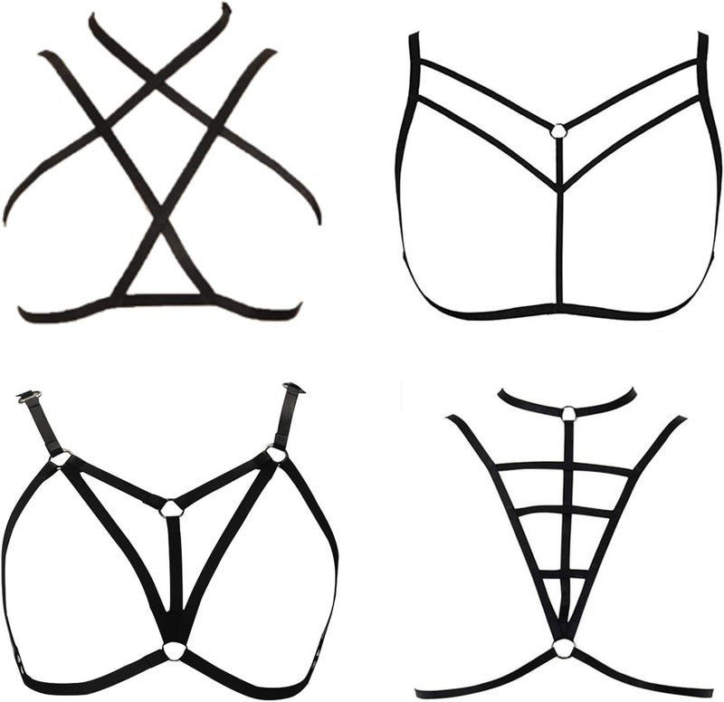LIVE4COOL Women Harness Elastic Cupless Cage Bra Sexy Lingerie for Women Adjustable Hollow Out Crop Top Exotic Strap Bra - Image 1