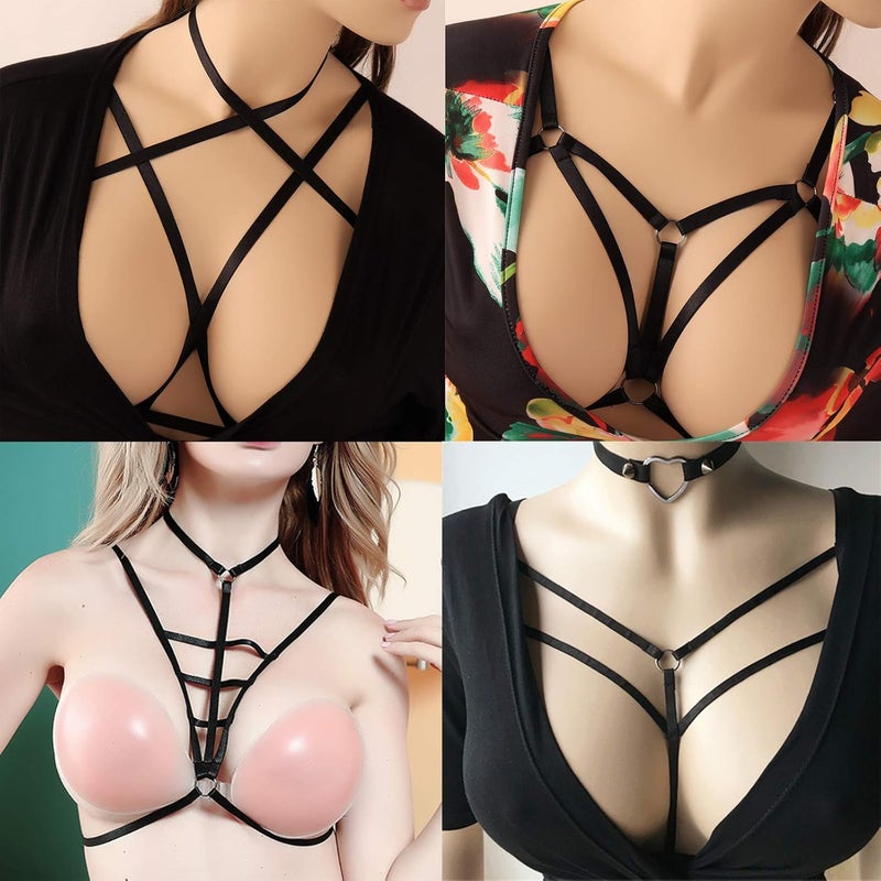 LIVE4COOL Women Harness Elastic Cupless Cage Bra Sexy Lingerie for Women Adjustable Hollow Out Crop Top Exotic Strap Bra - Image 5