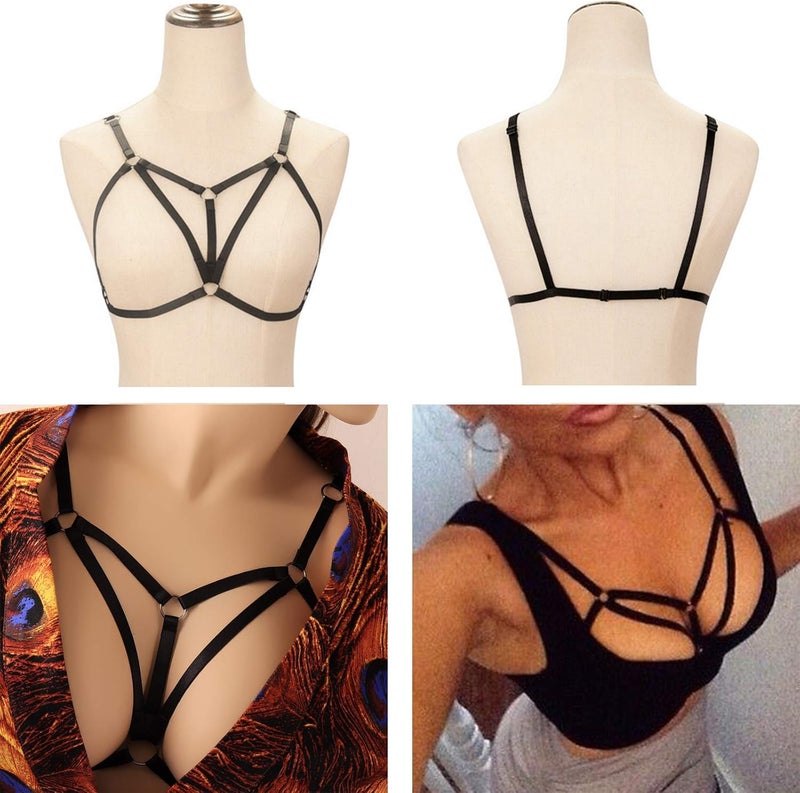 LIVE4COOL Women Harness Elastic Cupless Cage Bra Sexy Lingerie for Women Adjustable Hollow Out Crop Top Exotic Strap Bra - Image 4
