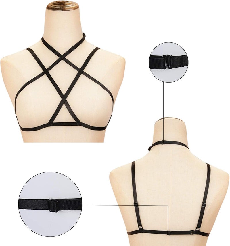 LIVE4COOL Women Harness Elastic Cupless Cage Bra Sexy Lingerie for Women Adjustable Hollow Out Crop Top Exotic Strap Bra - Image 2