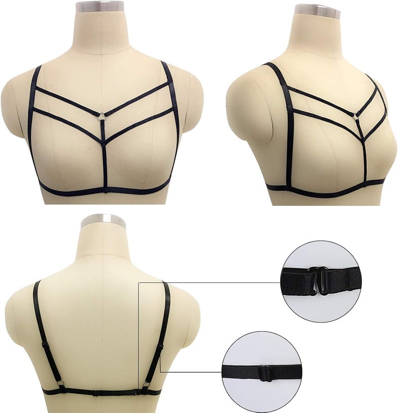 LIVE4COOL Women Harness Elastic Cupless Cage Bra Sexy Lingerie for Women Adjustable Hollow Out Crop Top Exotic Strap Bra - Image 3