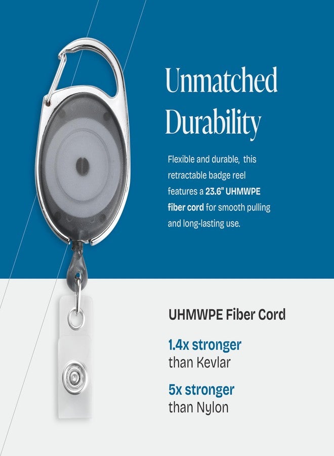 Will Well 2 Pack ID Badge Holder with Clip - Transparent White Badge Reels with ID Sleeves Set - Clear Id Card Holder Retractable - Vertical Lanyard Id Holder with Badge Reel - Badge Holders with 24" Pull Cord - Image 2