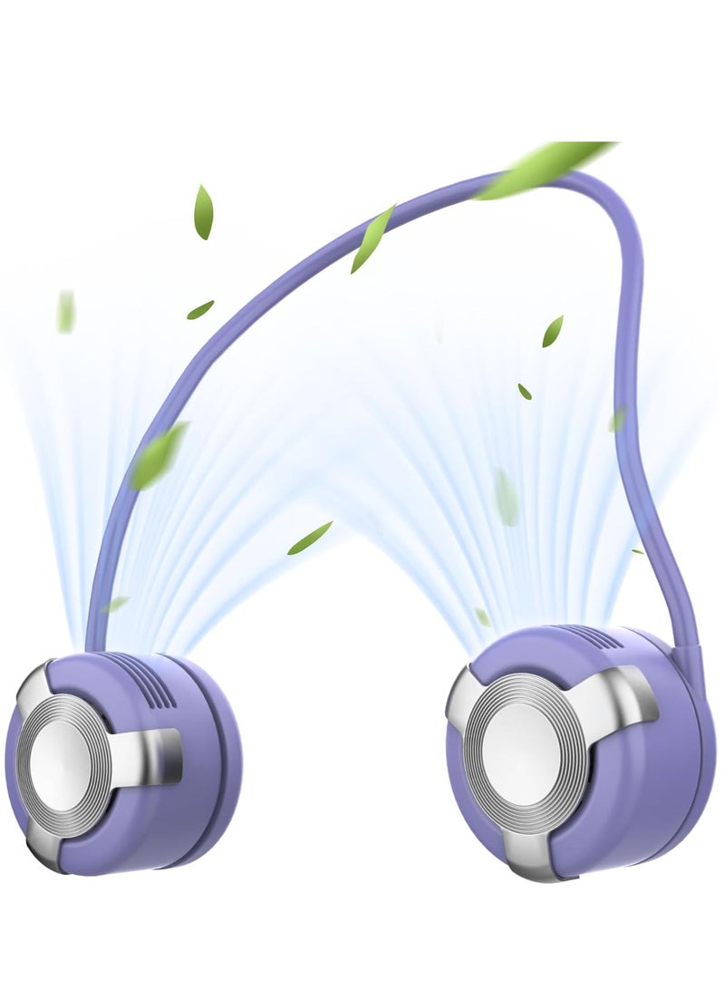 general Portable Neck Fan,720°Rotatable Hands,Free Personal Fan,USB Rechargeable with 3 Speeds Bladeless Fan, Adjustable MiniFan for Indoor Outdoor (Purple) - Image 1