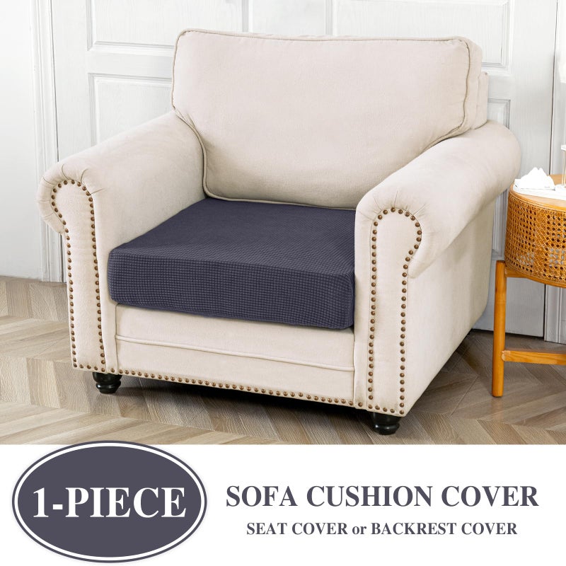 LA MEACK Couch Cushion Cover Seat Cushion Cover Stretch Armchair Cover Separate Sectional Sofa Slipcovers Furniture Protector(1 Piece for Seat or Sofa Backrest, Dark Grey) - Image 2