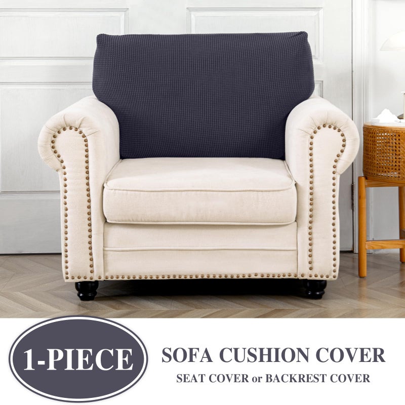 LA MEACK Couch Cushion Cover Seat Cushion Cover Stretch Armchair Cover Separate Sectional Sofa Slipcovers Furniture Protector(1 Piece for Seat or Sofa Backrest, Dark Grey) - Image 3
