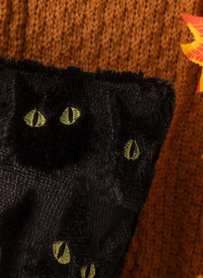 COSIBONO Halloween Black Cat Throw Pillow Covers 18x18 Inch Set of 2, Spooky Ghost Faux Fur Cushion Covers for Fall Decor, Soft Decorative Farmhouse Pillowcases for Sofa Bench Living Room (Yellow) - Image 2