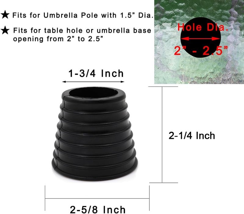 DGQ Patio Umbrella Cone Umbrella Wedge Plug for Patio Table Hole Opening 2-2.5 Inch (Black) - Image 2