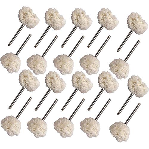 DIY Crafts Pack Of 5 Pcs, Ivory/Silver Colour, Wool Polishing Wheel Cotton Mounted Buffing Rotary Tool 3mm Shank 20Pcs (Fine Pol(Pack Of 5 Pcs, Ivory/Silver Colour) - Image 1