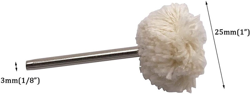 DIY Crafts Pack Of 5 Pcs, Ivory/Silver Colour, Wool Polishing Wheel Cotton Mounted Buffing Rotary Tool 3mm Shank 20Pcs (Fine Pol(Pack Of 5 Pcs, Ivory/Silver Colour) - Image 2