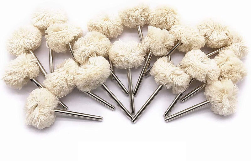 DIY Crafts Pack Of 5 Pcs, Ivory/Silver Colour, Wool Polishing Wheel Cotton Mounted Buffing Rotary Tool 3mm Shank 20Pcs (Fine Pol(Pack Of 5 Pcs, Ivory/Silver Colour) - Image 5