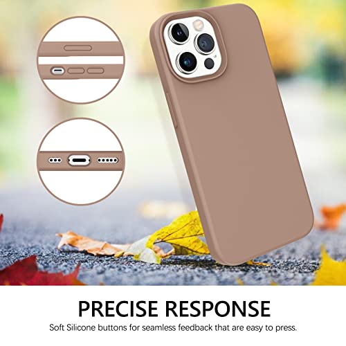 GUAGUA Compatible with iPhone 13 Pro Case 6.1 Inch Liquid Silicone Soft Gel Rubber Slim Thin Microfiber Lining Cushion Texture Cover Shockproof Protective Phone Case for iPhone 13 Pro Khaki - Image 4