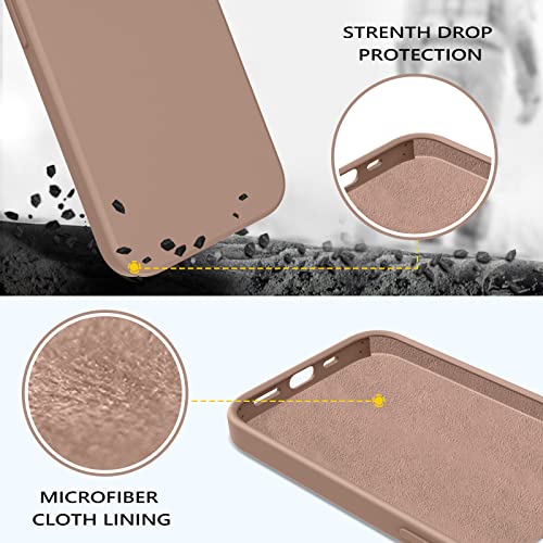 GUAGUA Compatible with iPhone 13 Pro Case 6.1 Inch Liquid Silicone Soft Gel Rubber Slim Thin Microfiber Lining Cushion Texture Cover Shockproof Protective Phone Case for iPhone 13 Pro Khaki - Image 3