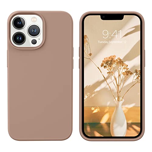 GUAGUA Compatible with iPhone 13 Pro Case 6.1 Inch Liquid Silicone Soft Gel Rubber Slim Thin Microfiber Lining Cushion Texture Cover Shockproof Protective Phone Case for iPhone 13 Pro Khaki - Image 1