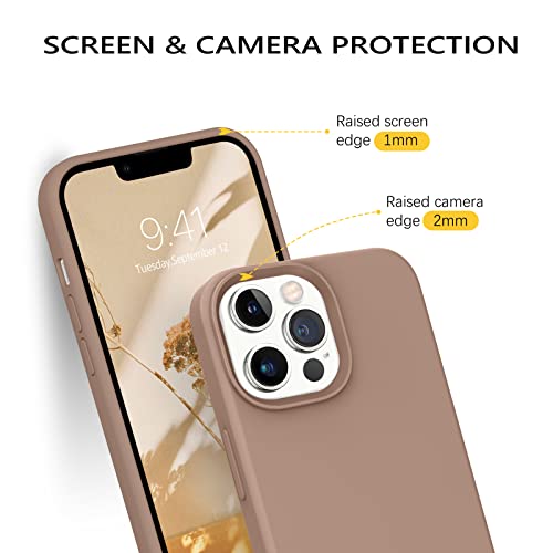GUAGUA Compatible with iPhone 13 Pro Case 6.1 Inch Liquid Silicone Soft Gel Rubber Slim Thin Microfiber Lining Cushion Texture Cover Shockproof Protective Phone Case for iPhone 13 Pro Khaki - Image 5