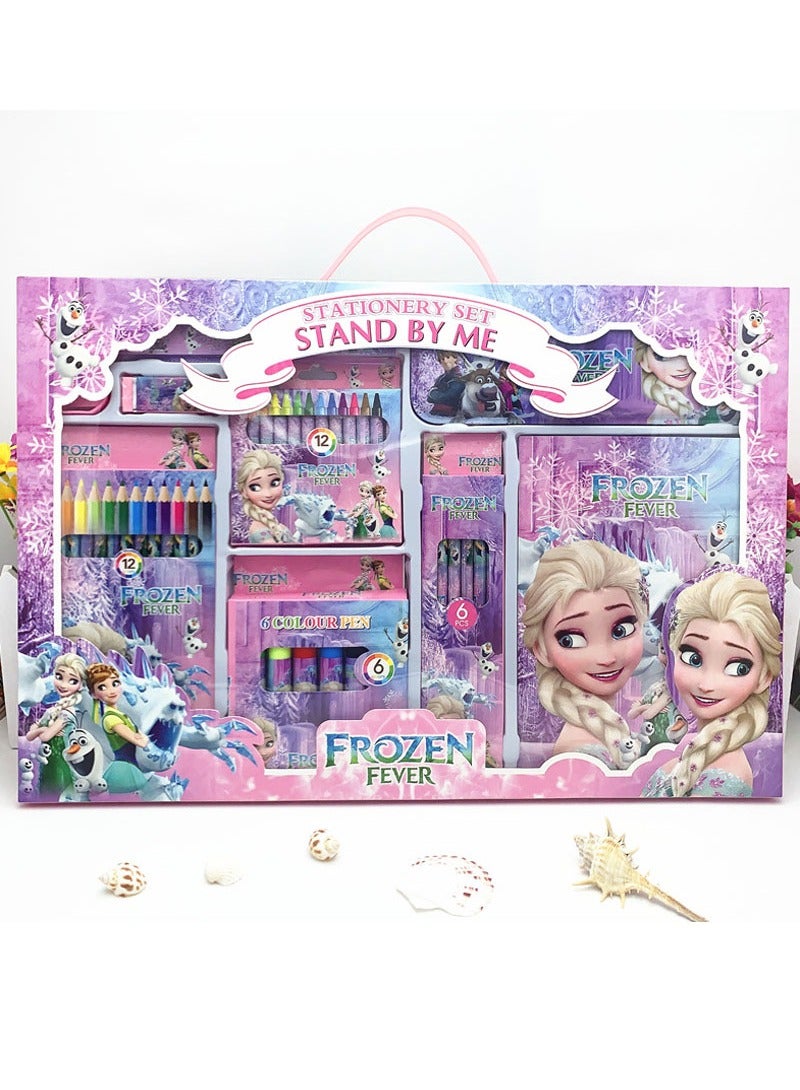 Beauenty Frozen Stationary Kit - 41Pcs Stationary Items Pencil Box,Colours,Eraser and Sharpener -Return For School Kit, Stationary Set Return Gifts  - Image 1