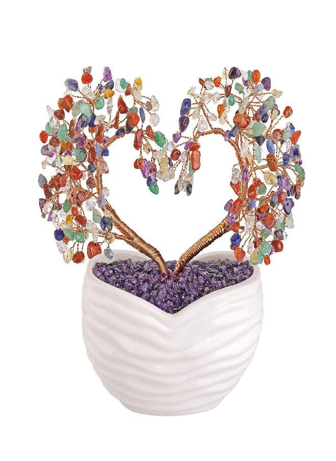 Jovivi Jovivi 7 Chakra Healing Crystal Heart Money Tree Healing Gemstone Bonsai for Wedding Ceremony Reiki Balancing Energy Meditation Feng Shui Wealth & Good Luck Home Indoor Office Decor 7.87"-8.26"  - Image 1