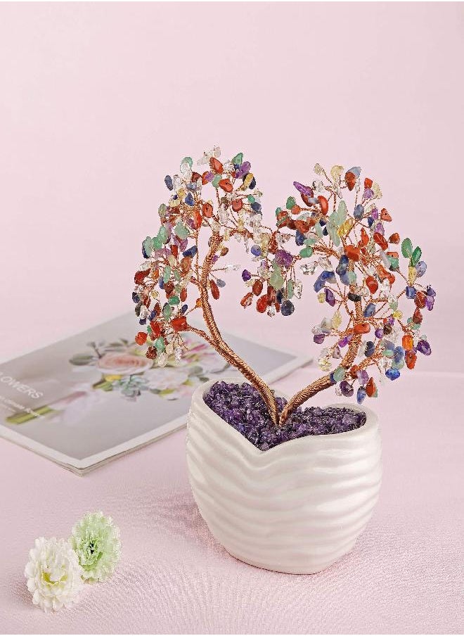 Jovivi Jovivi 7 Chakra Healing Crystal Heart Money Tree Healing Gemstone Bonsai for Wedding Ceremony Reiki Balancing Energy Meditation Feng Shui Wealth & Good Luck Home Indoor Office Decor 7.87"-8.26"  - Image 2