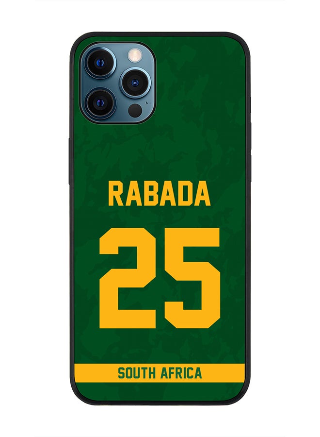 Stylizedd Rugged Black Edge Case iPhone 12 Pro, Slim fit Soft Case Flexible Rubber Edges Thin Cover - Player Name - Kagiso Rabada, Jersey Number- 25 - Image 1