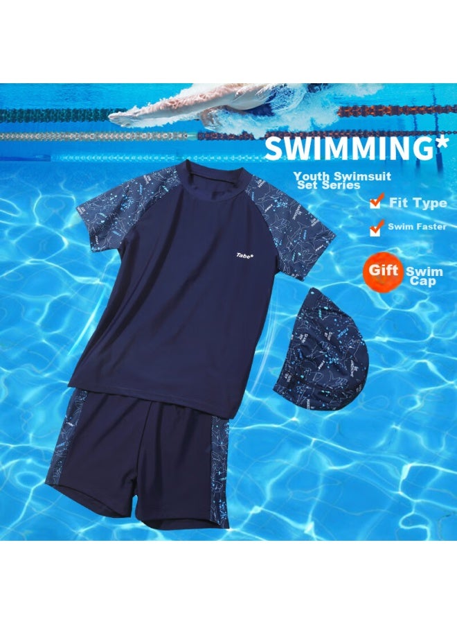 TABE Xiaozhu Toni Boys' Swimwear Set, Children's Two-piece Swimsuit, Plus-size Swimming Costume For Boys, Youth Swimwear For Ages 6-15 - Image 4