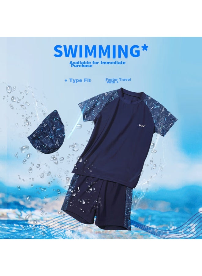 TABE Xiaozhu Toni Boys' Swimwear Set, Children's Two-piece Swimsuit, Plus-size Swimming Costume For Boys, Youth Swimwear For Ages 6-15 - Image 1