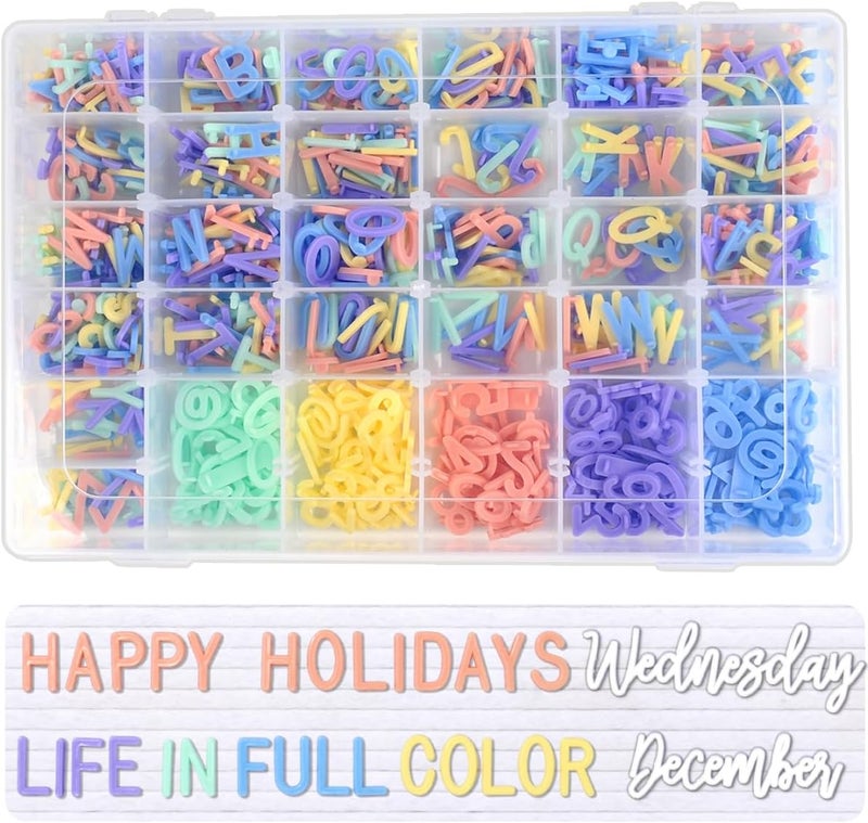 Big Role Letter Board Letters Only, 3/4 Inch Colored Plastic Letters for Felt Letter Board Sign (760 Characters in 5 Colors) in Organizer, Multicolor Pre-cut Letterboard Letters for Changeable Message Board - Image 1
