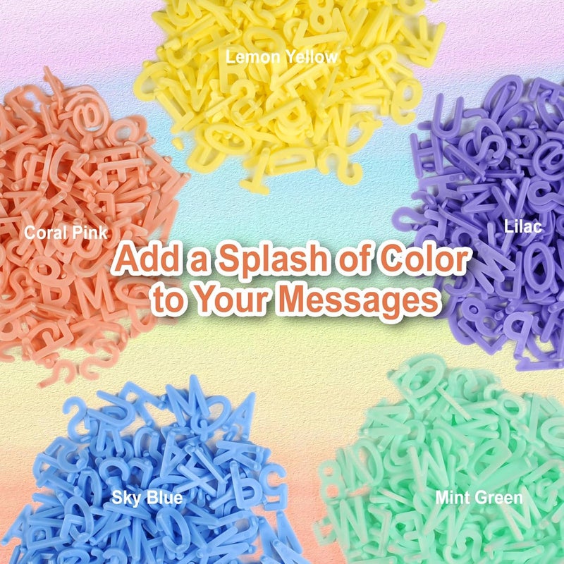 Big Role Letter Board Letters Only, 3/4 Inch Colored Plastic Letters for Felt Letter Board Sign (760 Characters in 5 Colors) in Organizer, Multicolor Pre-cut Letterboard Letters for Changeable Message Board - Image 2