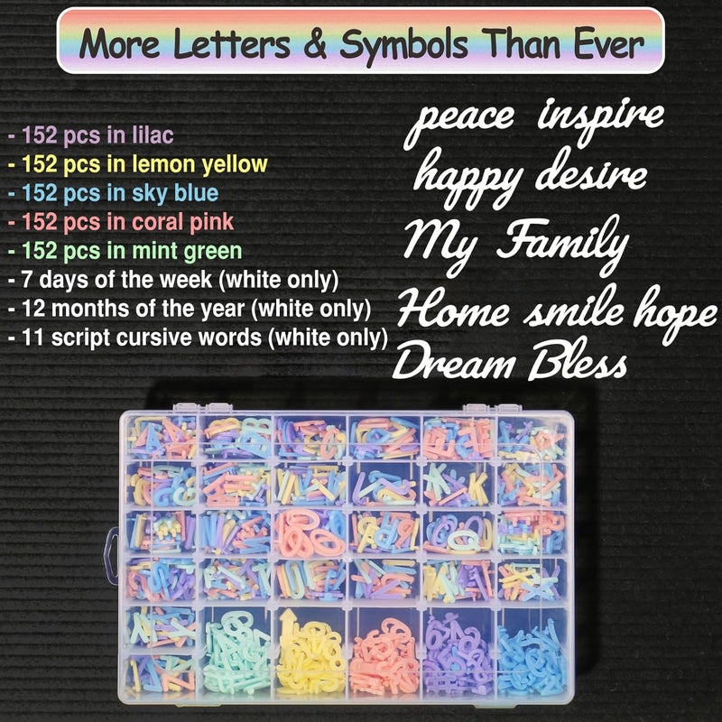 Big Role Letter Board Letters Only, 3/4 Inch Colored Plastic Letters for Felt Letter Board Sign (760 Characters in 5 Colors) in Organizer, Multicolor Pre-cut Letterboard Letters for Changeable Message Board - Image 5