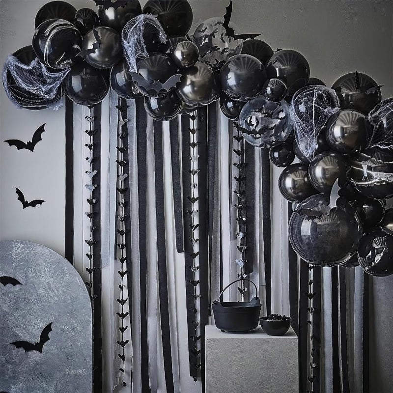 Amscan Premium Jet Black Crepe Paper Streamer - 81ft, 1 Piece - Perfect for Birthdays, Weddings, and Events - Image 3