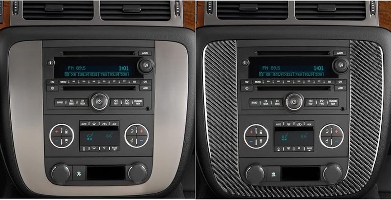 PJFUS Real Premium Black Carbon Fiber Sticker Car Central A/C Control Panel U Type Frame Trim Set for Chevrolet Avalanche/Silverado LTZ 2007-2013 - Image 4