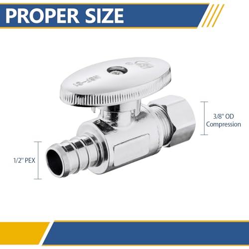 GUOFIS Straight Stop Valve12 Inch Pex X 38 Inch OD Compression Straight Shutoff Valve with 14 Turn onoff Pack of 10ASTM F1807VALVE08510Pack - Image 3