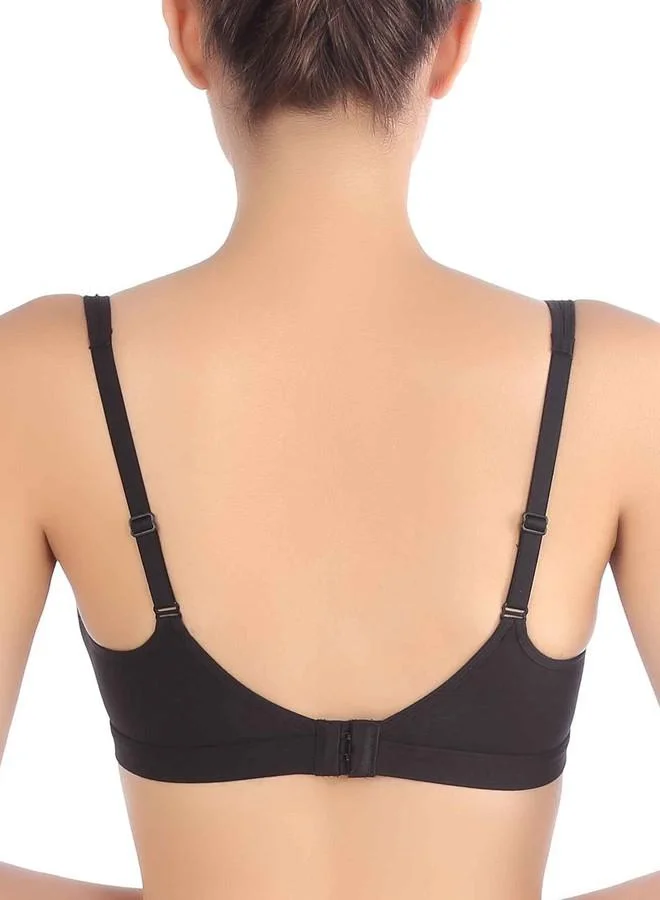 ترايامف Triumph International Women’s Non-Wired Cotton Bra | Minimizer 30A, Black | Lightly Padded Full Coverage Bra for Young Girls & Teenagers | Comfortable Everyday Innerwear | Pack of 1