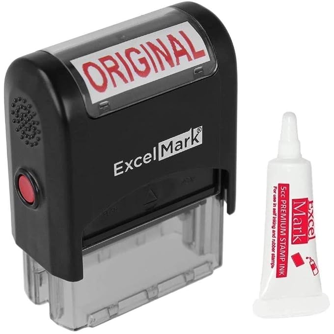 Original Self Inking Rubber Stamp - Red Ink (Stamp Plus 5cc Refill Ink)