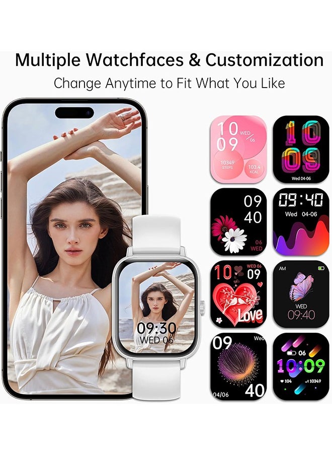 RollsTimi  - Smart Watch for Men and Women with White Case, 1.83" Fitness Tracker, Heart Rate Monitor/Sleep Tracker/Pedometer, 100+ Sport Modes, Compatible with Android & iOS - Image 1