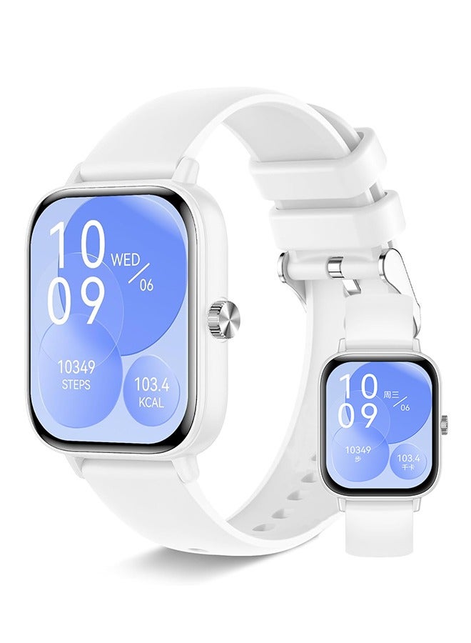 RollsTimi Smart Watch for Men and Women with White Case, 1.83" Fitness Tracker, Heart Rate Monitor/Sleep Tracker/Pedometer, 100+ Sport Modes, Compatible with Android & iOS