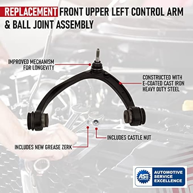 ريحني استبدال ذراع التحكم الأمامي العلوي الأيسر ومفصل الكرة المتوافق مع سيارات كاديلاك شيفروليه وجي إم سي. إسكاليد سيلفرادو 1500 سوبربان تاهو سييرا 1500 يوكون تستبدل RK80669 - Image 5