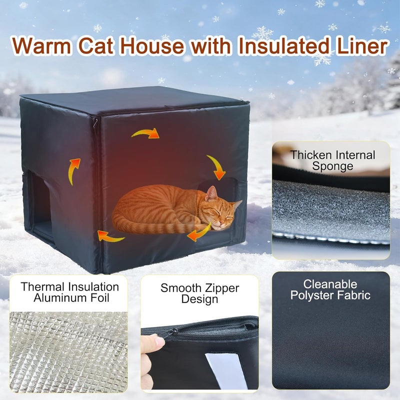 Deblue Insulated Cat House Outdoor Weatherpoof Plastic Cats Houses with Escape Door Indoor Waterproof Feral/Pet Cat Shelter Outside for Puppy, Rabbit for Winter (Grey) - Image 3