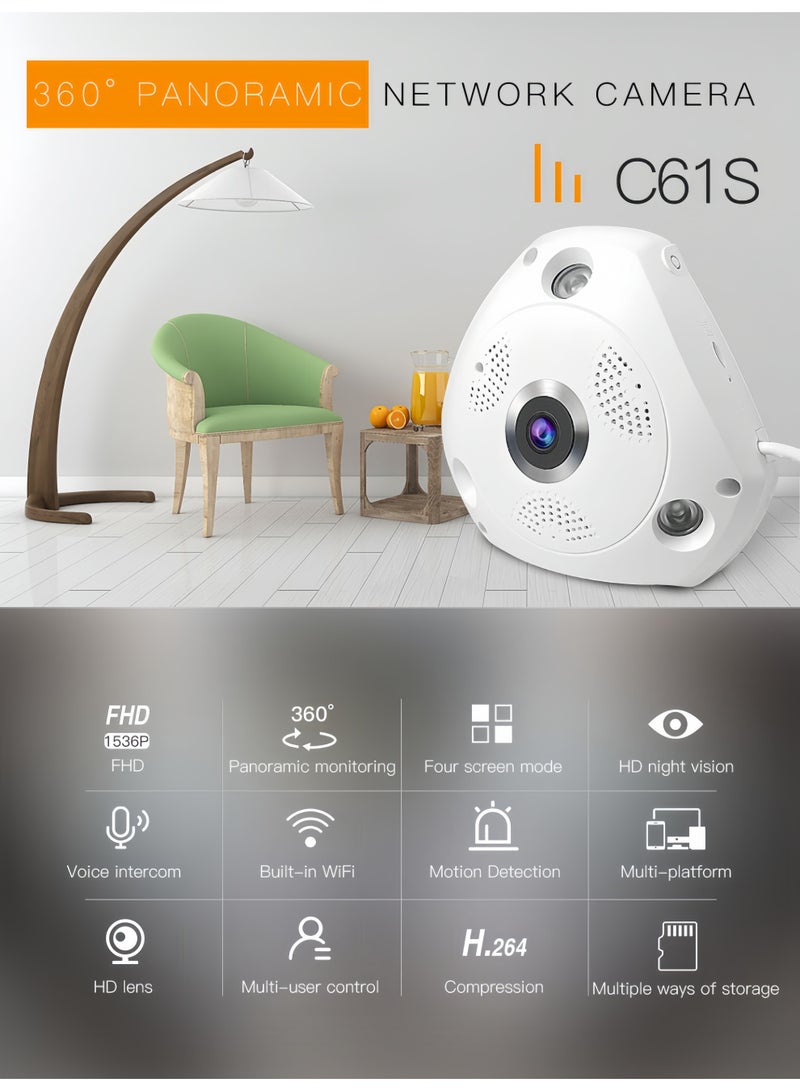 Generic 360 Degree Panoramic Wifi IP Camera Indoor Night Vision Up To 15 Meters - Image 3