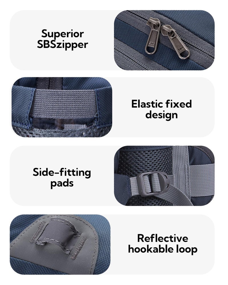 WATERFLY Fanny Pack Waist Bag: Fannie Pack 2 Water Bottle Holders Lumbar Belt Hiking Walking Running Jogging Camping Large Woman Man (Dark blue) - Image 4
