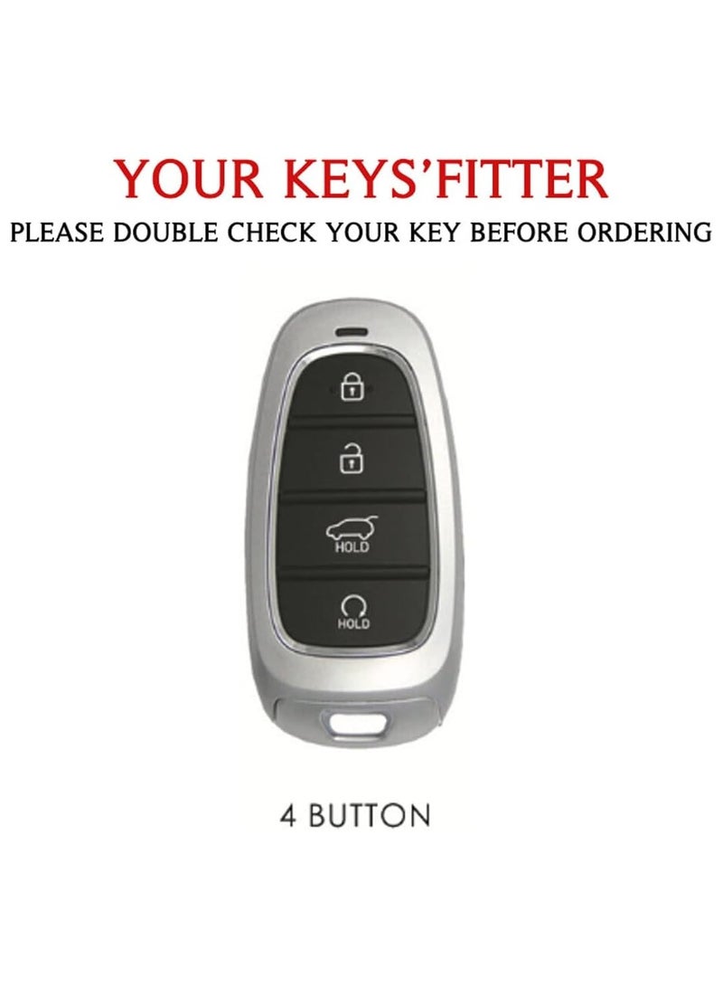 غطاء مفتاح سيارة ذكي من WiCuaSix مصنوع من TPU ناعم، متوافق مع هيونداي سوناتا (2020-2021) وتوسان (2022) – حافظة حماية كاملة لمفتاح السيارة (4 أزرار، لون أسود) - Image 2