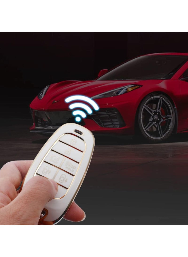 غطاء مفتاح سيارة ذكي من WiCuaSix مصنوع من TPU ناعم، متوافق مع هيونداي سوناتا (2020-2021) وتوسان (2022) – حافظة حماية كاملة لمفتاح السيارة (4 أزرار، لون أسود) - Image 4